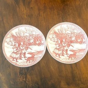 Spode Blue Room Christmas Plates Number 1 - Set of 2